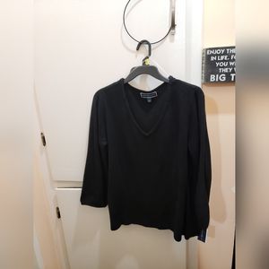 Karen Scott Black V-Neck Pullover Shirt Sweater Large